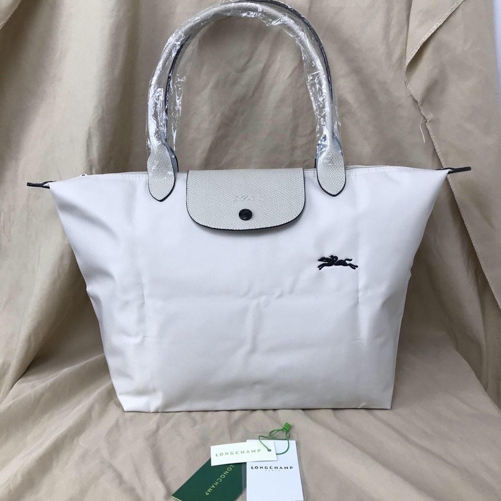 NWT Longchamp Le Pliage Original Large Shoulder Nylon Bag Tote IN OFF WHITE
